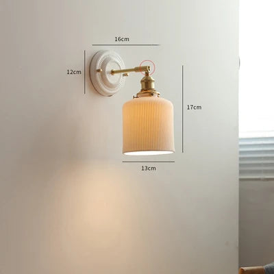 Axyaa White Ceramic Wall Lamp Modern Nordic Japanese Style LED Lighting
