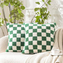 Axyaa Luxe Checkerboard Cushion Cover in Khaki Coffee Wool Faux Fur - Home Decor