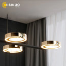 Axyaa 6-Light Gold Brown Crystal Chandelier for Kitchen Island & Bar Decoration
