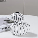 Axyaa Striped Ceramic Vase for Artificial Flowers, Elegant Desk Decoration