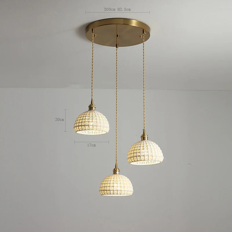 Axyaa Ceramic LED Pendant Lights: Modern Nordic Copper Hanging Lamp for Indoor Lighting