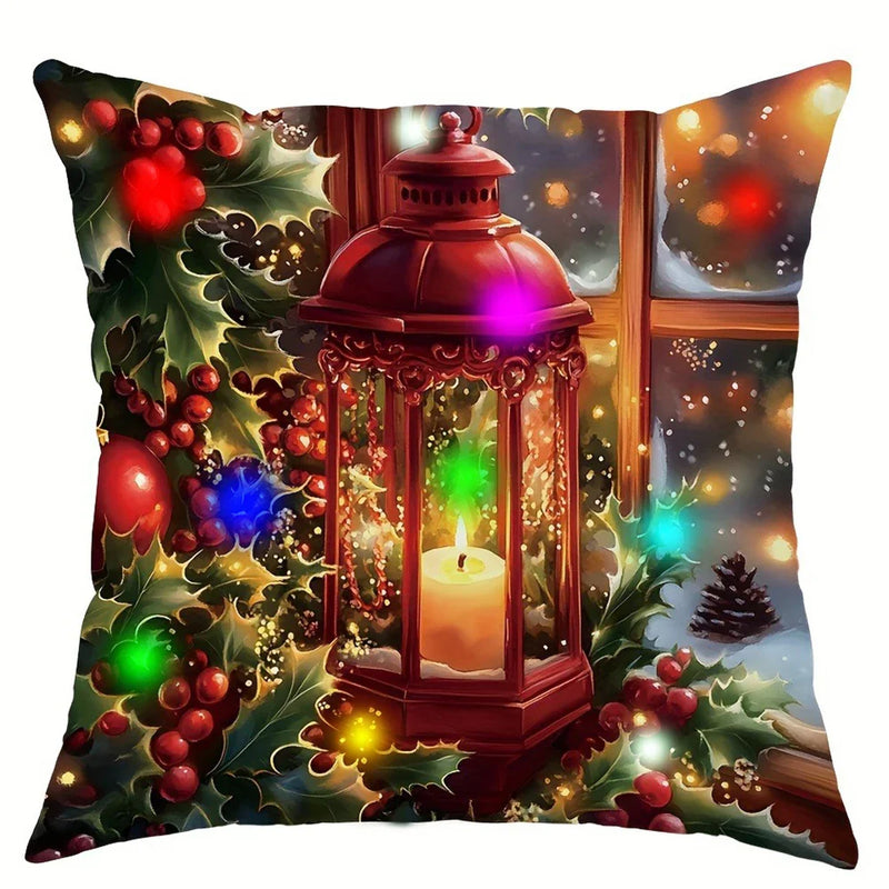 Axyaa Christmas Tree Bell Pattern Luminous Pillowcase - Festive Home Decor & Gift