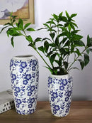 Axyaa Blue White Retro Vase: New Chinese Advanced Flower Feeling Device