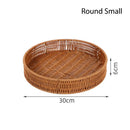 Axyaa Rattan Basket Tray for Breakfast Food Bread Cake Fruit Vegetable Storage
