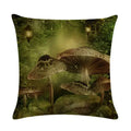 Axyaa Mushroom Fairy Tale Garden Linen Pillowcase for Sofa Seat Decor
