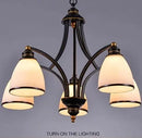 Axyaa European Oil Rubbed Bronze Chandelier with Glass Shades for Living Room & Kitchen