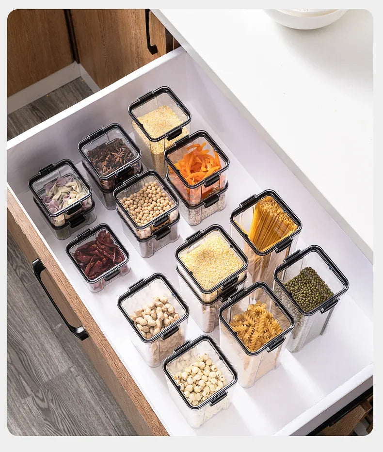 Axya Stackable Noodle Seal Jar Set - Kitchen Organizer & Dry Food Storage Box