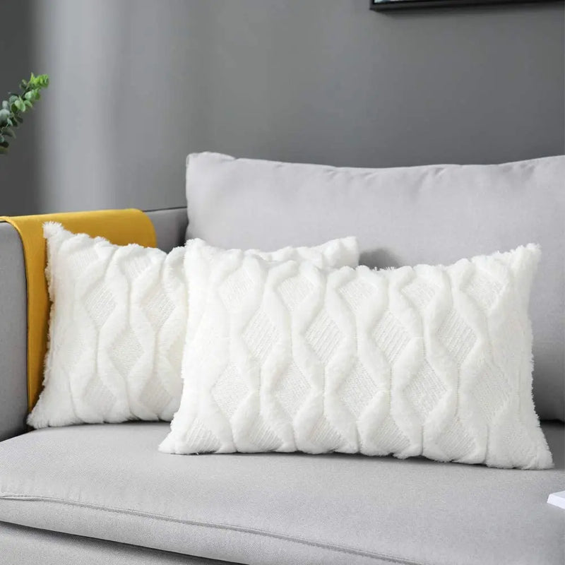 Short Plush Boho Pillowcases by Axyaa - 30x50cm Decorative Cushion Cover