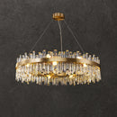 Axyaa Golden Chrome Silver Crystal LED Chandelier for Dining Room
