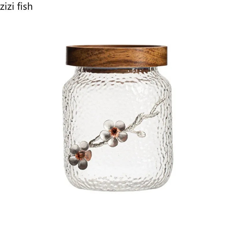 Glass Plum Blossom Candy Jar by Axya: Creative Tea & Dried Fruit Storage Container