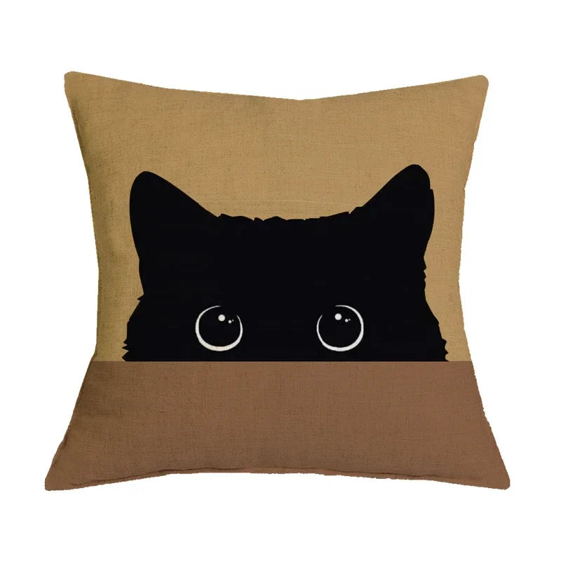 Black Cat Printed Cushion Cover for Home Sofa Car Decor - Axyaa Brand