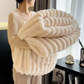 Axyaa Luxury Rabbit Fur Throw Blanket for Cozy Warmth and Comfort