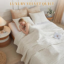 King Size Axyaa Velvet Quilt Set - Lightweight Bedding for All Season