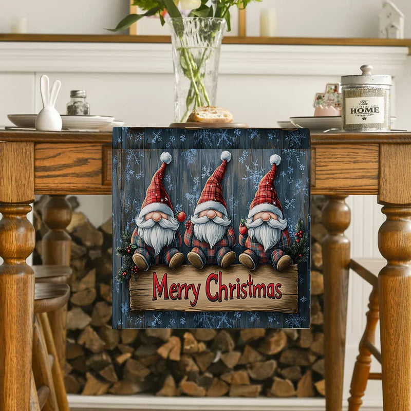 Axyaa Christmas Dwarf Tree Table Runner for Kitchen Dining Party Decor