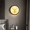 Axyaa Round Industrial LED Wall Lamp Bedside Bedroom Sconce Home Decor Lighting
