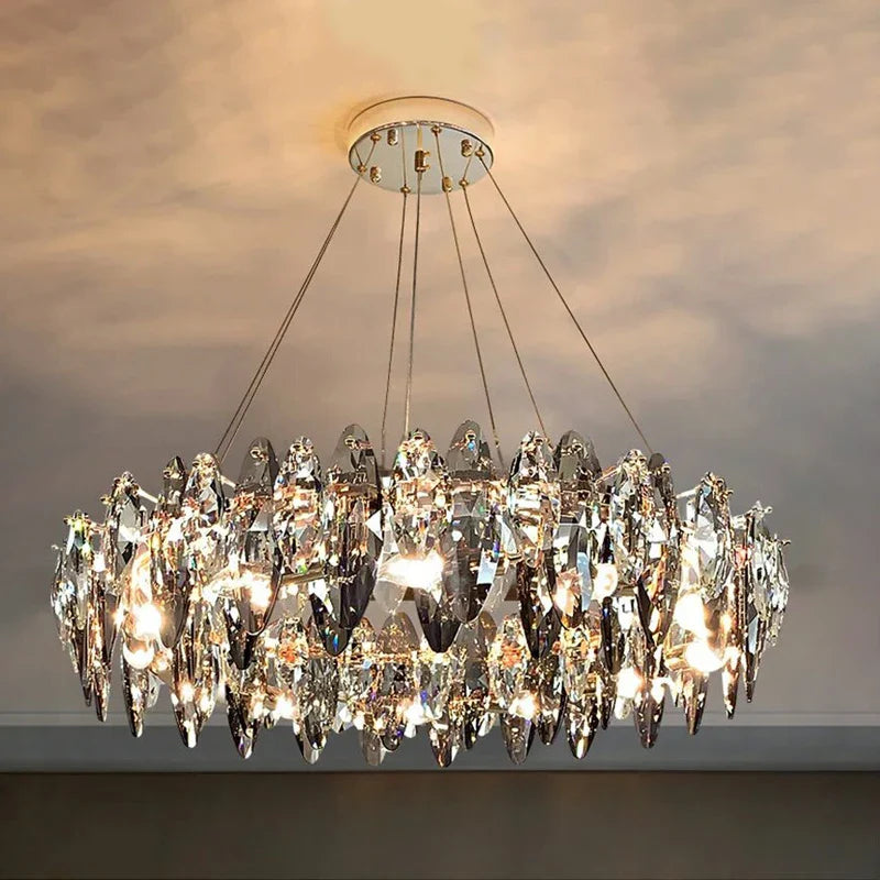 Axyaa Diamond Crystal Chandelier - Modern Luxury Lighting for Home Decor