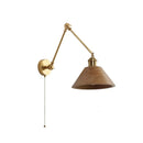 Axyaa Nordic Wood LED Wall Lamp Sconce with Swing Arm and Pull Chain Switch