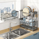 Axyaa Kitchen Dish Rack Over Sink with Cutlery Storage Tray and Cup Holder