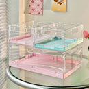 Axyaa Foldable Desk Pet Organizer with Transparent Large Capacity for Cosmetics and Stationery