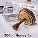 Axyaa Glass Honey Jar with Wooden Dispenser - Airtight Sealed Honey Storing Bottle