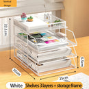 Axyaa Stackable Tray Organizer Set for Desk with Paper, Letter, Accessories - Black