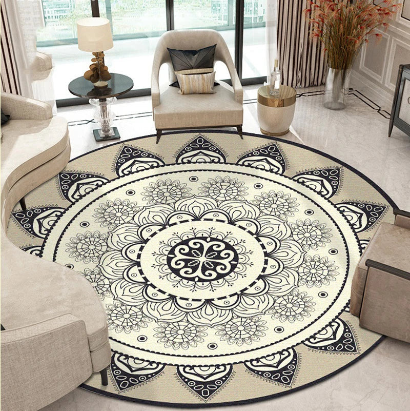 Ethnic Mandala Round Carpet for Living Room Decor by Axyaa