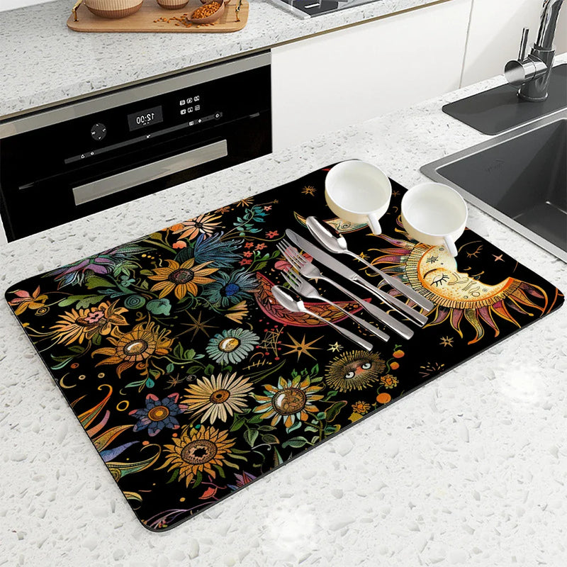 Axyaa Plants Flowers Branches Leaves Absorbent Drying Mat
