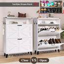 Axyaa Farmhouse Shoe Storage Cabinet with Drawers and Open Shelves for Entryway