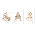 Axyaa Custom Bear Canvas Print with Personalized Name for Nursery Wall Art