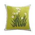 Axyaa Green Flower Embroidered Pillowcase Set of 2 Home Decor Cotton Cushion Cover