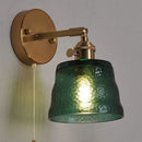 Axyaa Brass Finish Glass Wall Sconce Light with Pull Chain Switch