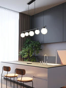 Axyaa Glass LED Chandelier: Stylish Long Pendant Light for Kitchen, Dining Room, and Island