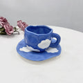 Axyaa 10oz Korean Style Ceramic Coffee Mug with Saucer Hand Painted Tea Cup Set