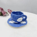 Axyaa 10oz Korean Style Ceramic Coffee Mug with Saucer Hand Painted Tea Cup Set