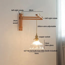 Axyaa Glass Flower LED Wall Lamp with Flexible Arm, Wood Modern Nordic Design