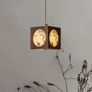 Axyaa Bamboo Rhyme Wooden Chandelier Vintage Fabric Lampshade for Study, Bedroom, Restaurant