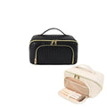 Axyaa Cream Pu Leather Makeup Bag: Waterproof, Portable, Large Capacity