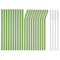 Axyaa Glass Straws Set with Cleaning Brushes for Drinks & Cocktails