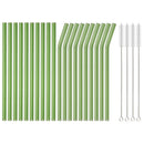 Axyaa Glass Straws Set with Cleaning Brushes for Drinks & Cocktails
