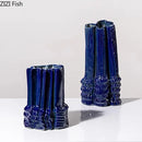 Axyaa Wrinkled Ceramic Vase with Artificial Flowers for Stylish Room Decor