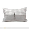 Axyaa White Leather Woven Stitch Horsehair Cushion Pillow for Luxury Villa Interiors