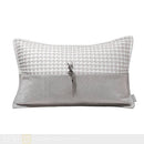 Axyaa White Leather Woven Stitch Horsehair Cushion Pillow for Luxury Villa Interiors