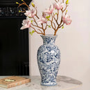 Blue and White Ceramic Vase Decoration by Axyaa - Antique Shelf, Home Living Room Flower Arrangement