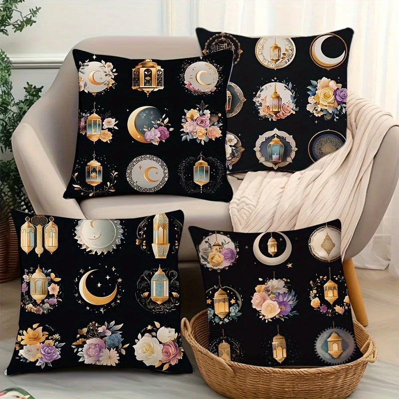 Axyaa Ramadan Floral Crescent Moon Fasting Lamp Pillowcase
