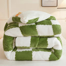Axyaa Thickened Coral Fleece Checkerboard Queen Size Winter Blanket