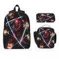 Axyaa Deadpool Backpack Set with Pencil Boxes, Bookbag, Lunch Box for Kids