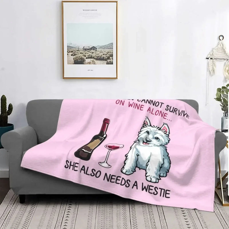 Axyaa Westie Dog Anatomy Flannel Blanket - Cozy Home Sofa Office Travel Throw