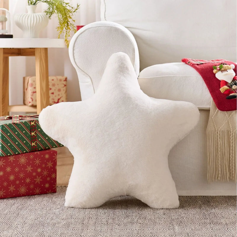 Axyaa Christmas Deer Star Pillow Cover - Cozy Soft Plush Striped 45x45cm