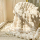 Axyaa Faux Rabbit Fur Plush Blanket for Home and Office Warmth