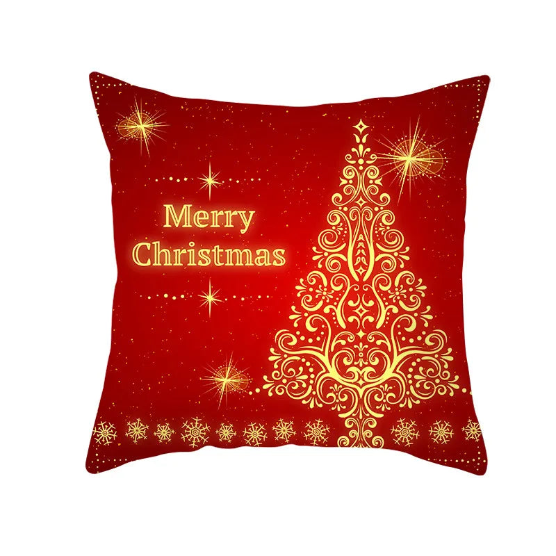 Axyaa Christmas Gift Pillowcase Red Print Cushion Cover for Home Sofa